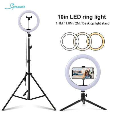 10" Ring LED Selfie Light With Tripod Stand - Le Fasino
